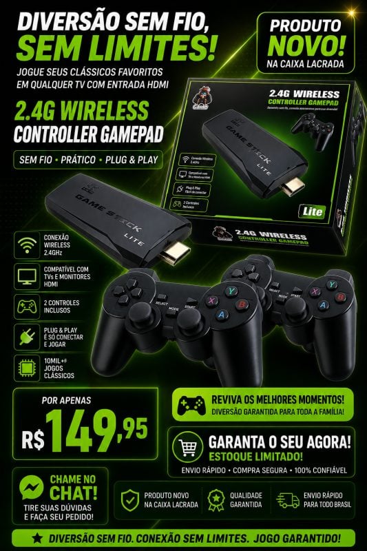 Game Stick 4K Retrô Mais de 10.000 Jogos em Alta Definição!