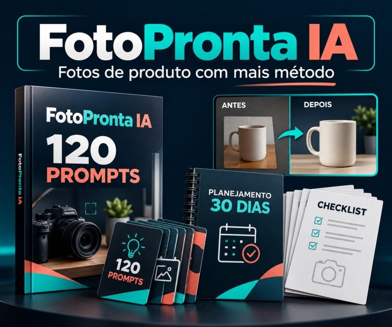 Ebook completo com 120 prompts de IA para deixar suas fotos profissionais