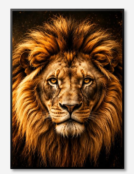 Quadro De Leão Com Moldura Filete