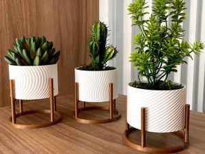 Trio de Vasos Cachepot com Suporte Para Cactos ou Suculentas — foto 4