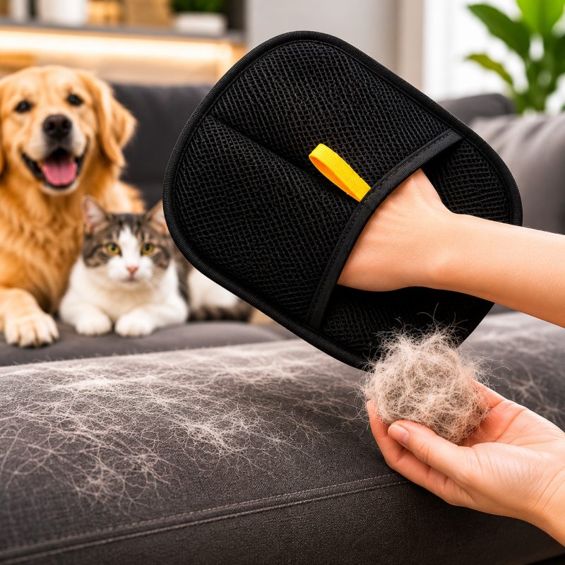 Luva Tira Pelo Pet Reutilizável Removedora de Pelos para Sofá, Roupas e Cama. — foto 2
