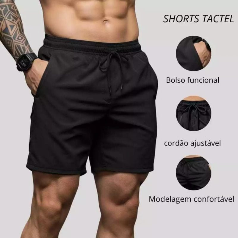 KIT 2 Bermuda Shorts Tactel com Elastano Academia Corrida CASUAL