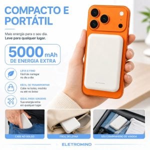 Power Bank Magnético 5000mAh Sem Fio Compatível com MagSafe para iPhone — foto 7