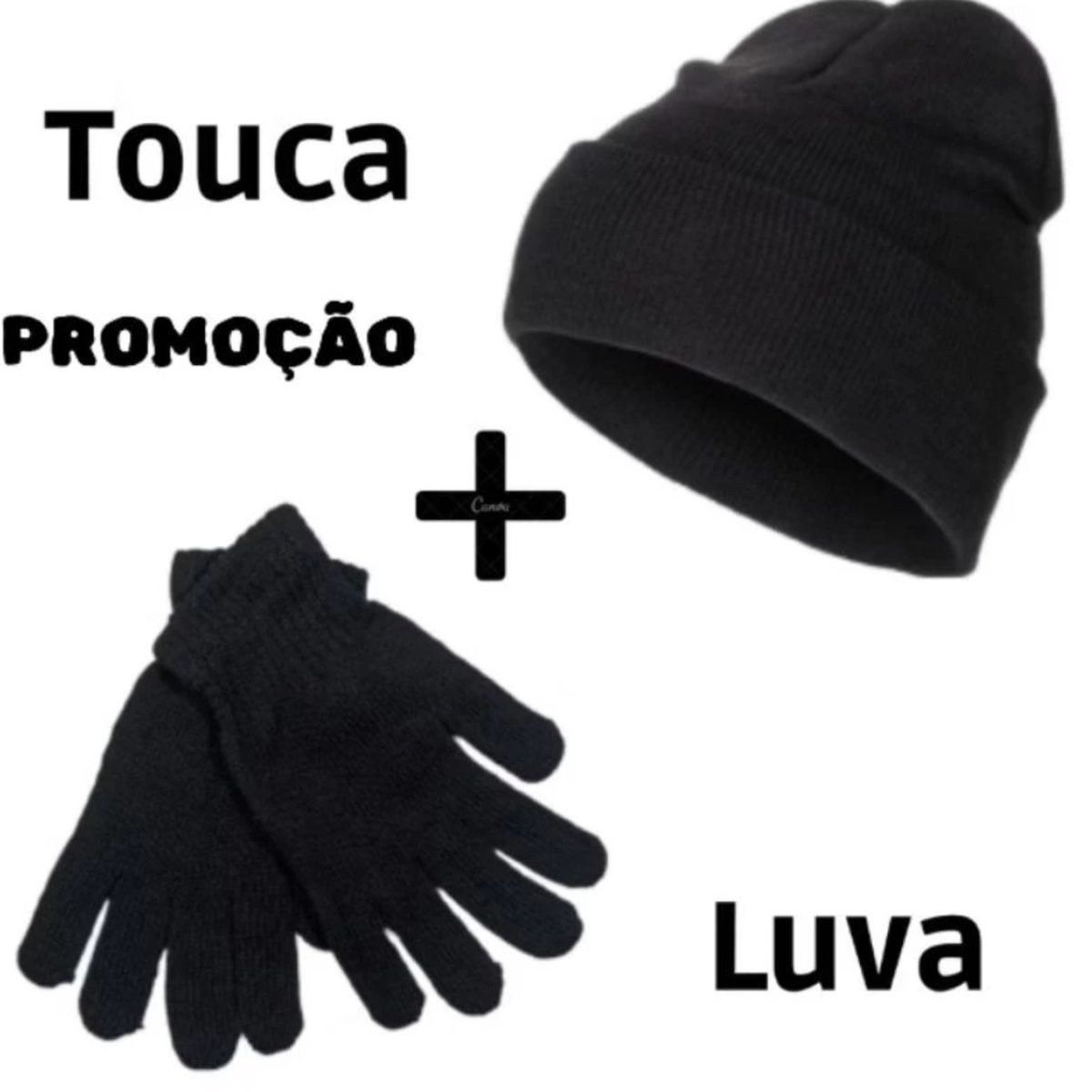 Kit Touca e Luva Preta Lisa Feminina e Masculino Perfeito para Criança e Adulto o Inverno — foto 2