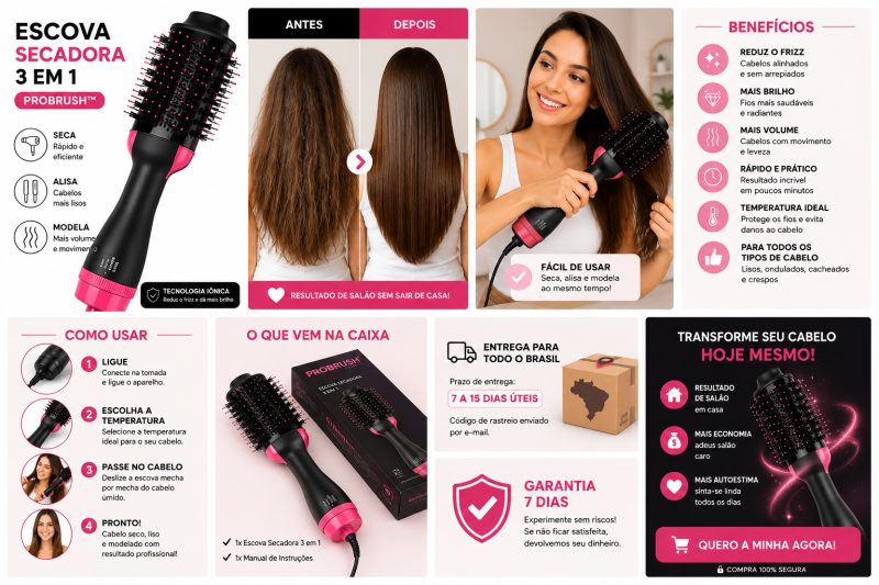Escova Secadora 3 em 1 ProBrush