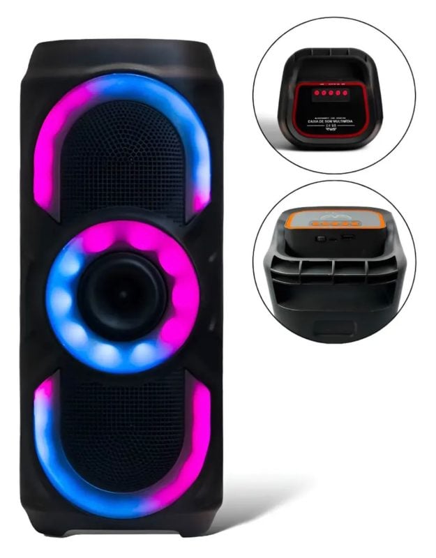 Caixa De Som Bluetooth Com Led Rgb Nova!