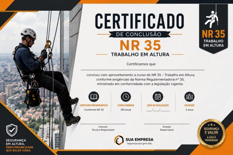 Curso e certificado de trabalho em altura nr 35