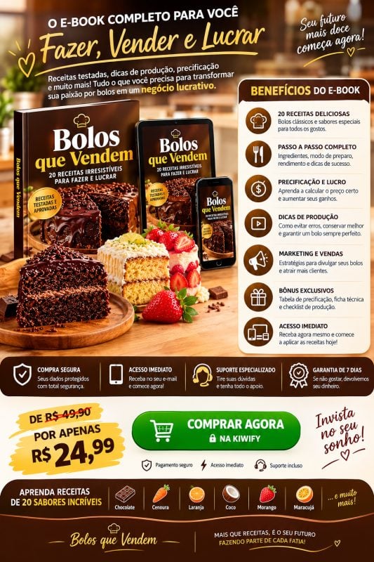 Receitas de bolo para vender e para fazer na sua casa