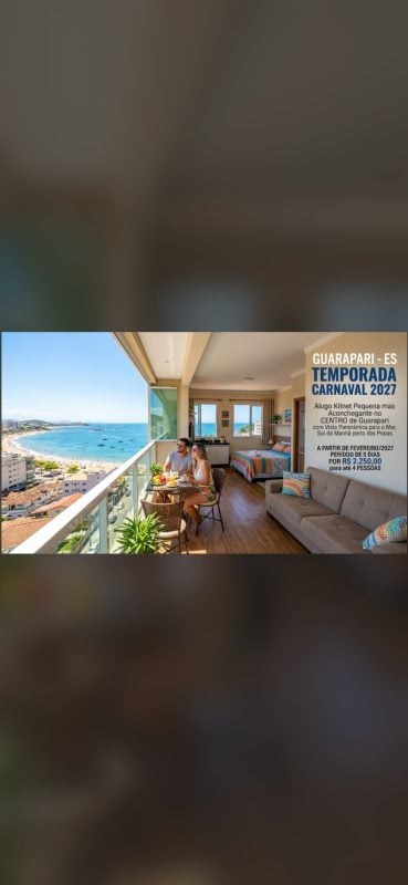 Guarapari ES temporada de Carnaval kitnet mobiliada