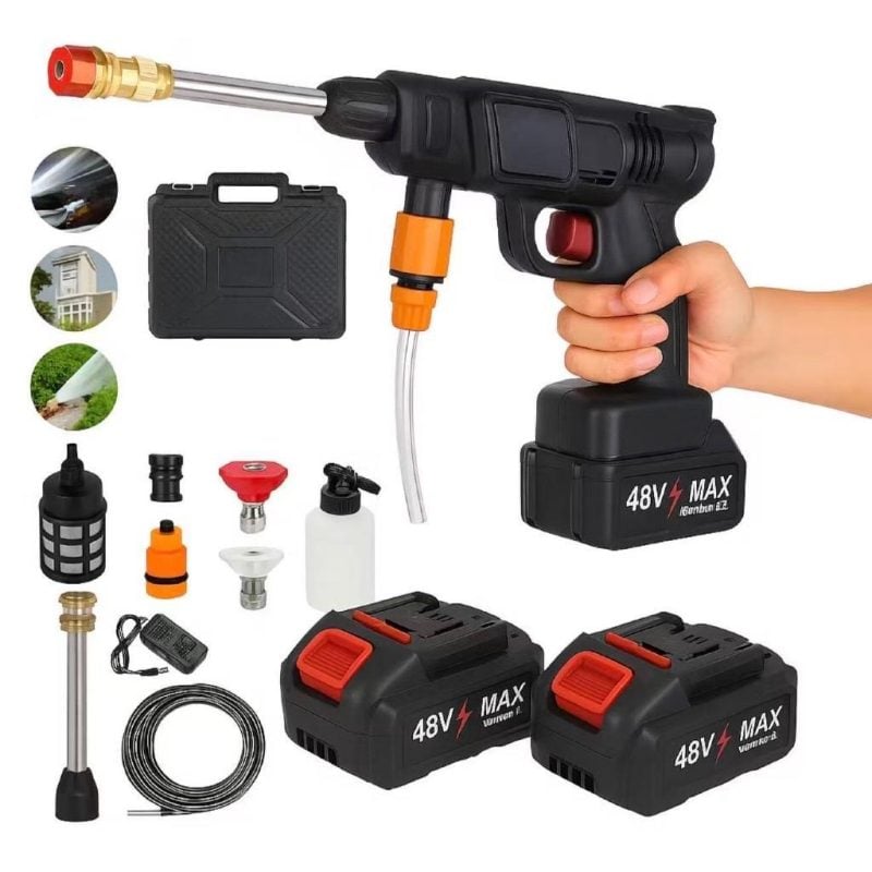 Lavadora de Alta Pressão Portátil Sem Fio Bivolt Recarregável Pistola de Água para Lavar C