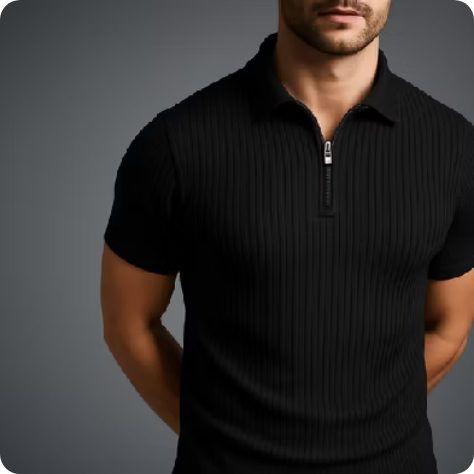 Camisa Polo Italiana Canelado Com Ziper Premium Camiseta