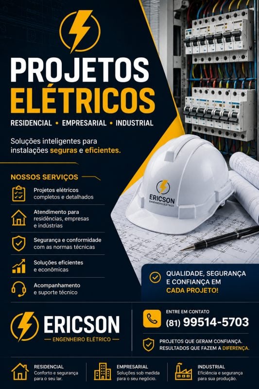 Projetos Elétricos Residenciais, Empresariais e Industriais Projetos elétricos