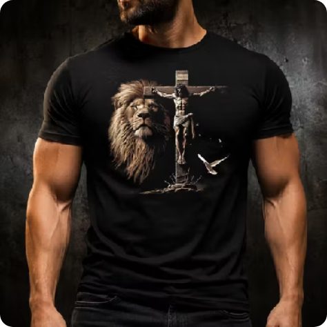 Camisa Camiseta algodão preta de jesus na cruz