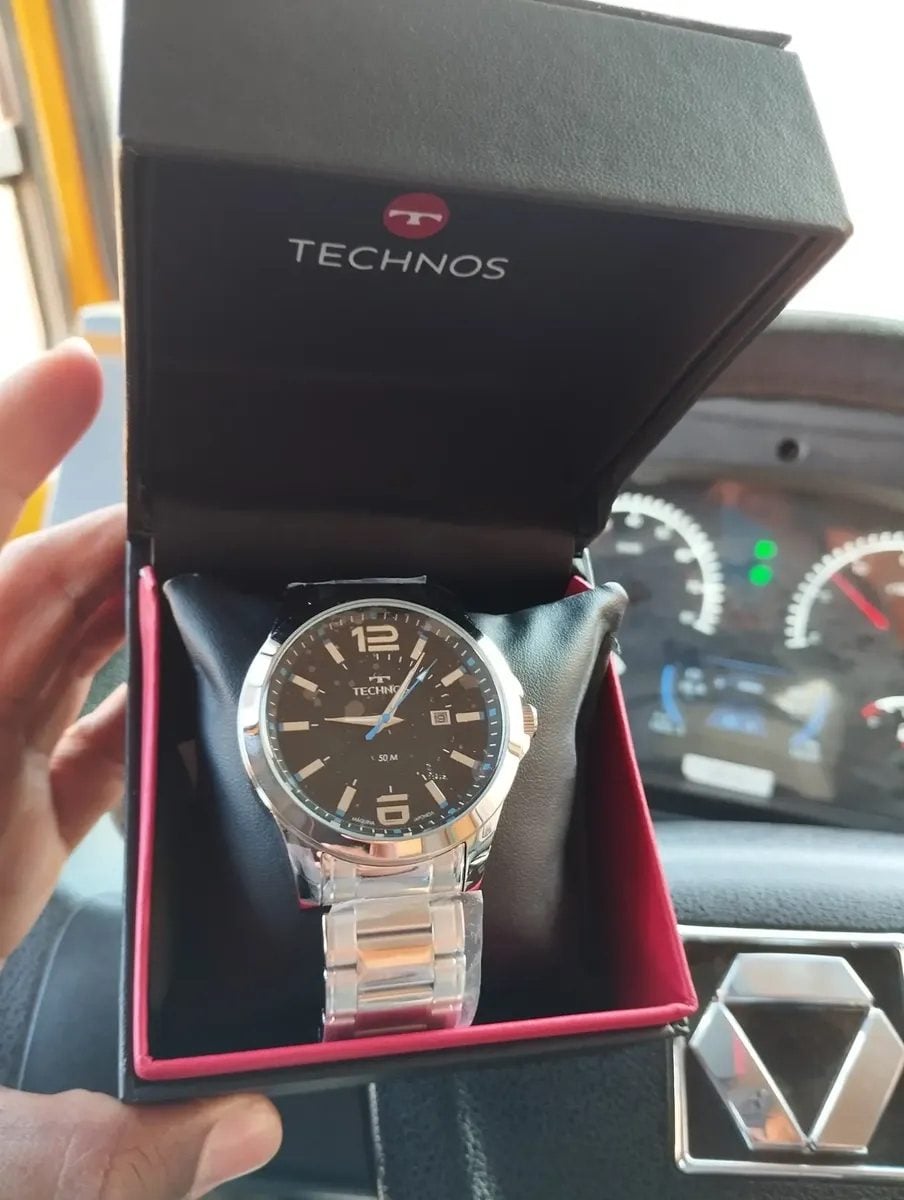 Relógio Technos Masculino 2115GU/1A 45 Milímetros Aço Inoxidável com Fundo Preto e Azul — foto 2