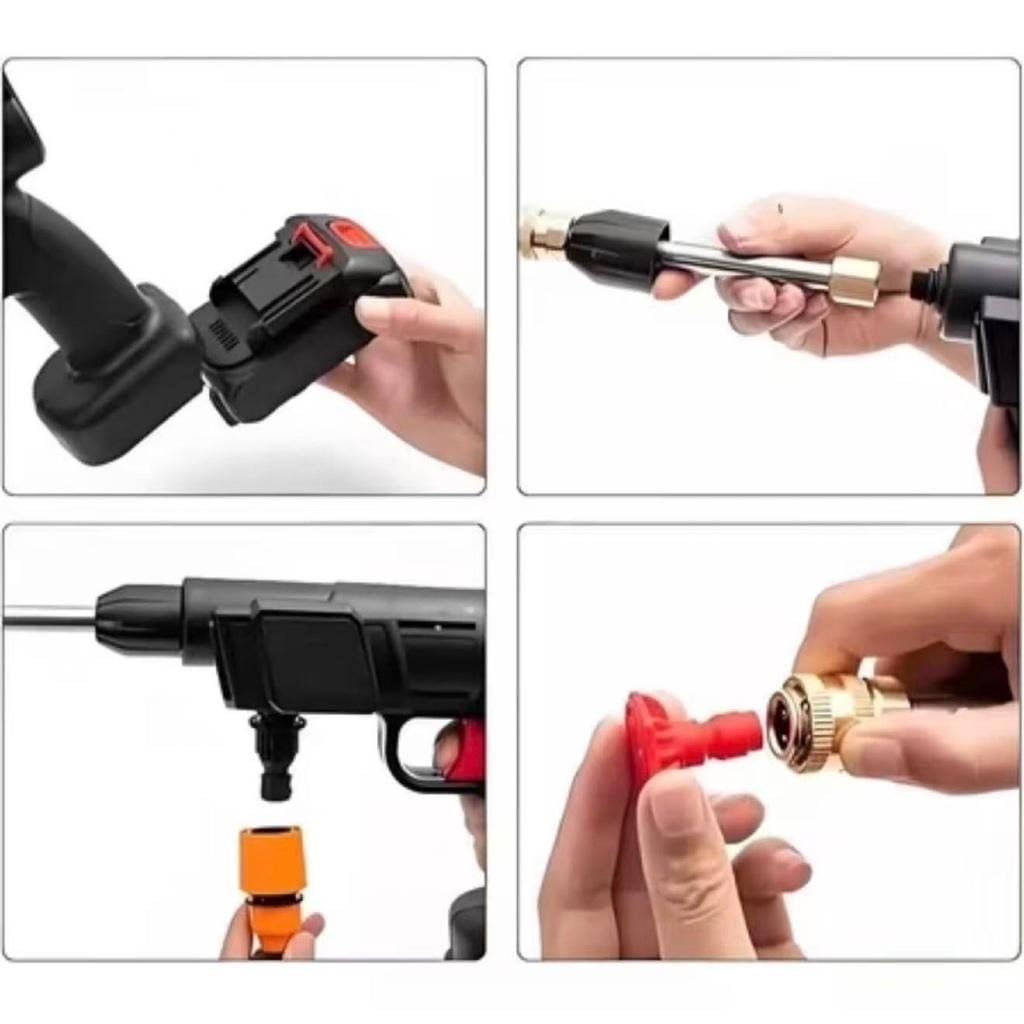 Lavadora de Alta Pressão Portátil Sem Fio Bivolt Recarregável Pistola de Água para Lavar C — foto 2