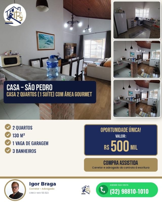 Casa para Venda em Juiz de Fora, São Pedro, 2 dormitórios, 1 banheiro, 1 vaga