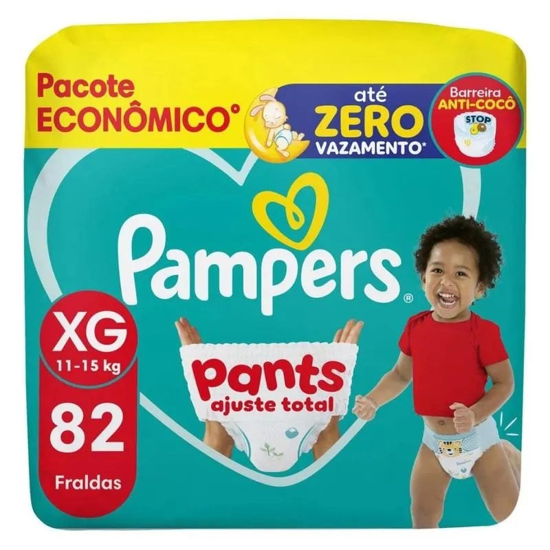 Fralda Pampers Pants Ajuste Total XG 82 Unidades Conforto, Proteção e Praticidade