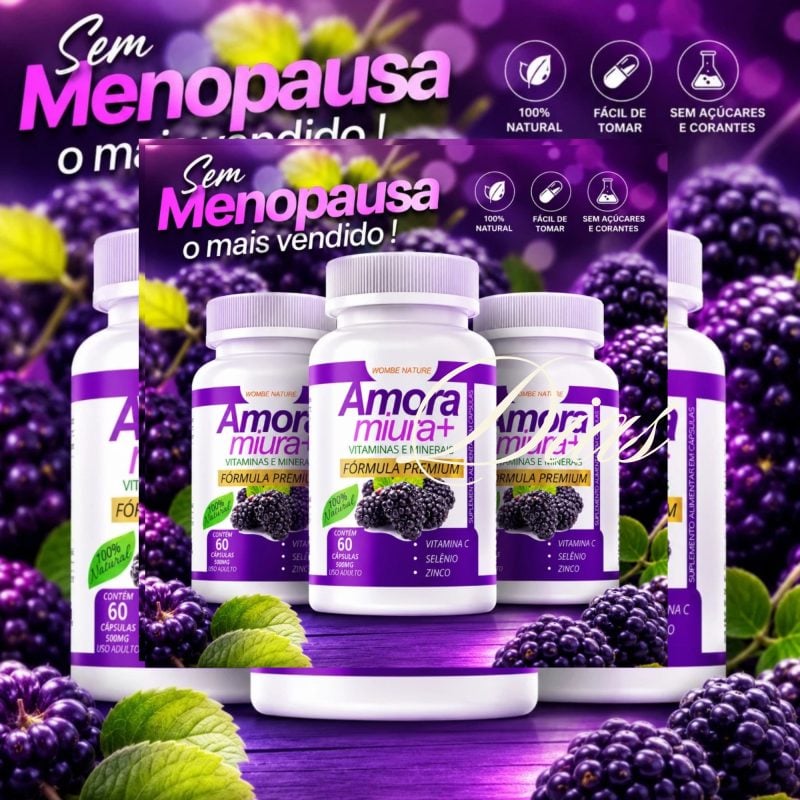 Amora Miúra 500mg Kit 3 - 180 Cápsulas Menopausa Fogacho Climatério Suor Noturno