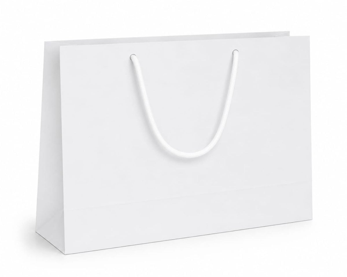 Sacola de papel branca 35x24x10 cm com alça de cordão kit com 50 unidades — foto 2