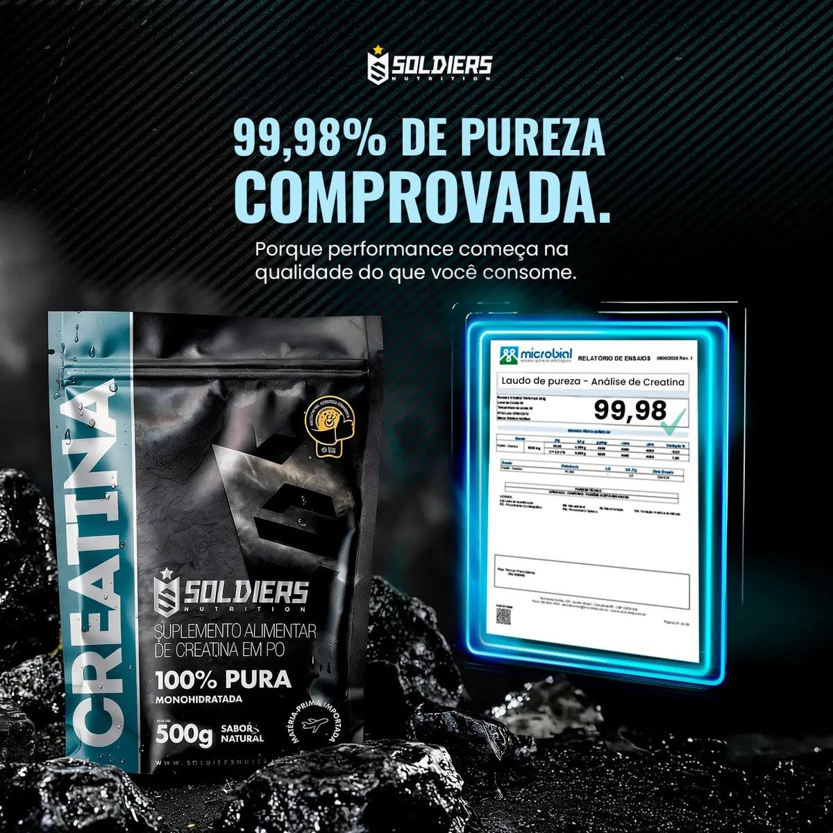 Creatina 1kg Suplemento Monohidratada em pó 100% Pura - Soldiers NutritionCreatina 1kg Sup — foto 2
