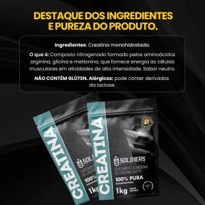 Creatina 1kg Suplemento Monohidratada em pó 100% Pura - Soldiers Nutrition — foto 6