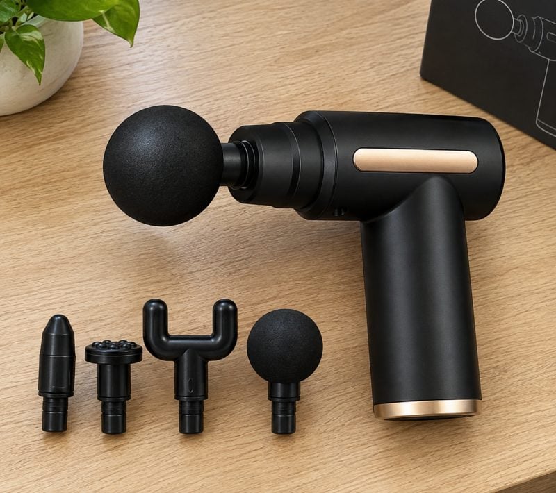 Mini Pistola Massageadora Muscular 6 Velocidades + 4 Ponteiras Bivolt