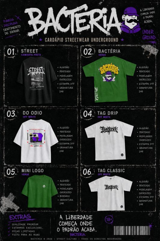 Camiseta Oversized Streetwear - Bactéria Street
