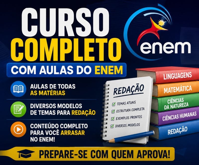 Curso do enem ,tem todas as matérias ,todos temas de redação