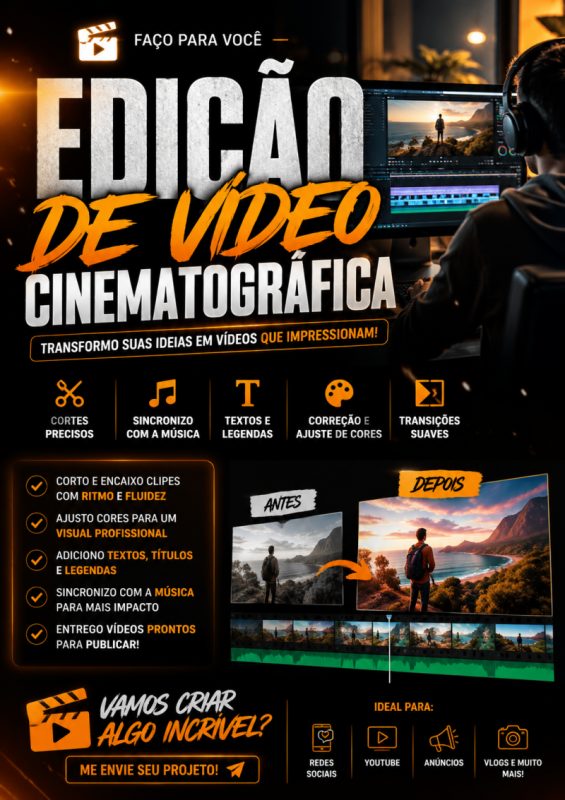 Transformo seu vídeo em uma edição cinematográfica.