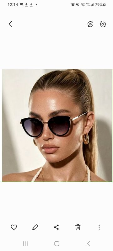 Óculos de Sol Feminino Olho de Gato Gradiente com Haste Metal Dourado
