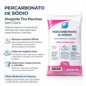 Tira manchas alvejante 1kg + Percarbonato de sódio 1kg Removedor de manchas — foto 3