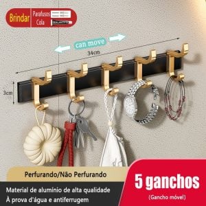 Rack de armazenamento de banheiro em alumínio dourado preto MEIDOO — foto 13