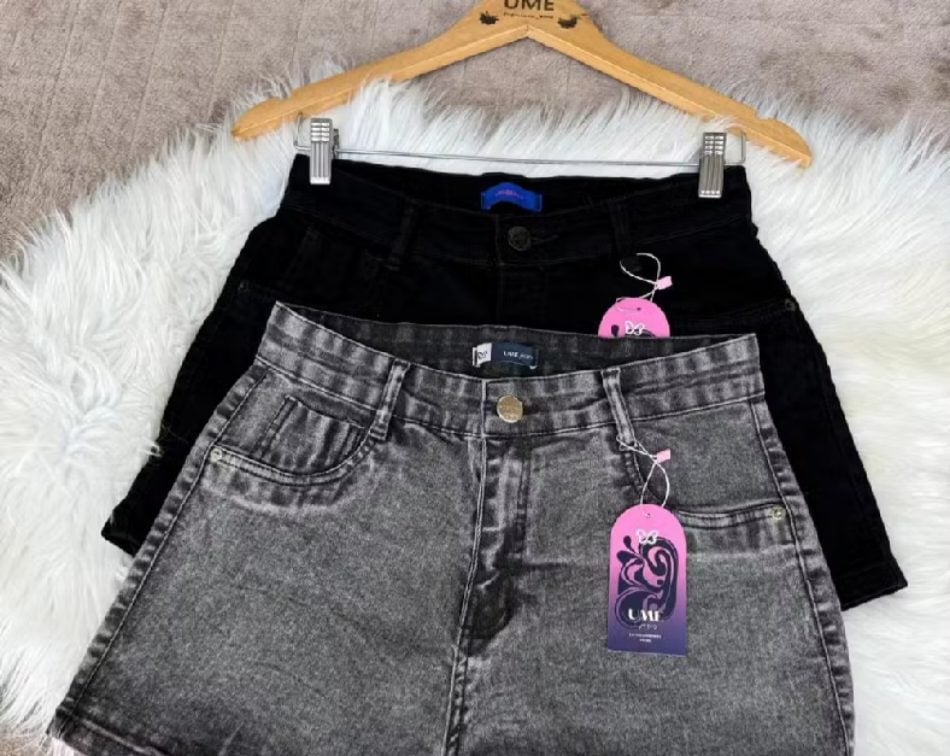 Kit 2 shorts femininos jeans preto+marmorizado levanta bumbum pinças lycra carnaval verão. — foto 2