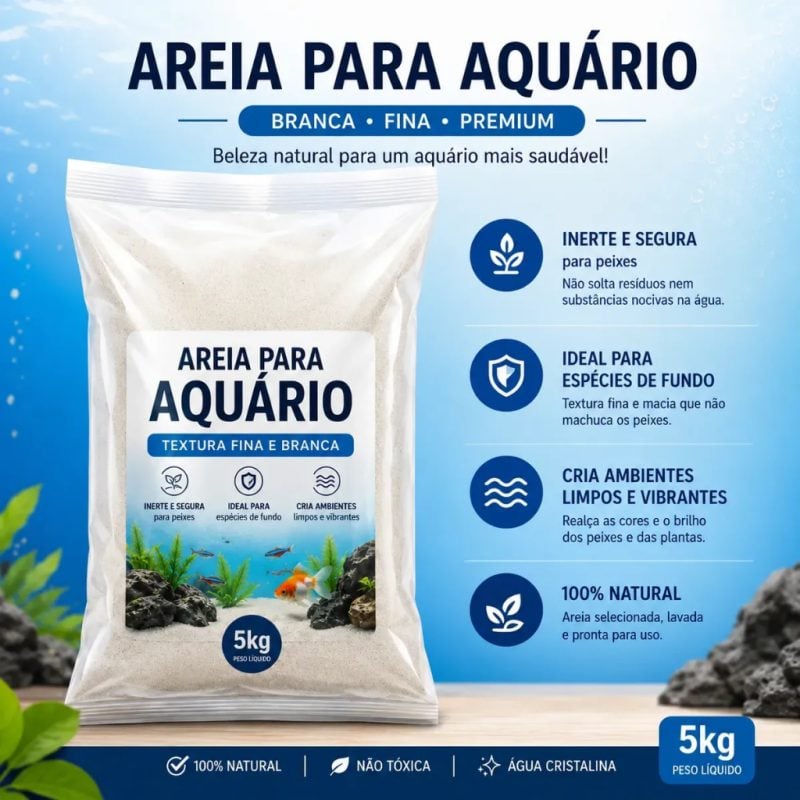 Areia branca para aquário