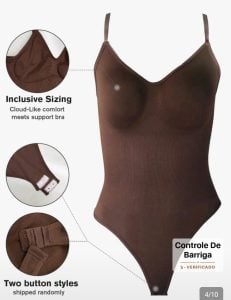 1 peça Body modelador feminino sem costuras, sem costas, com tanga, modelador corporal afi — foto 4