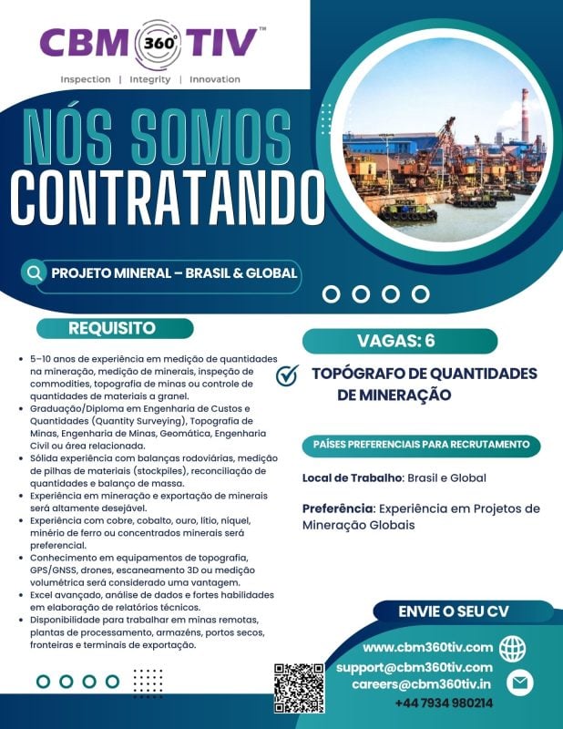 Especialista em Medição e Controle de Quantidades na Mineração