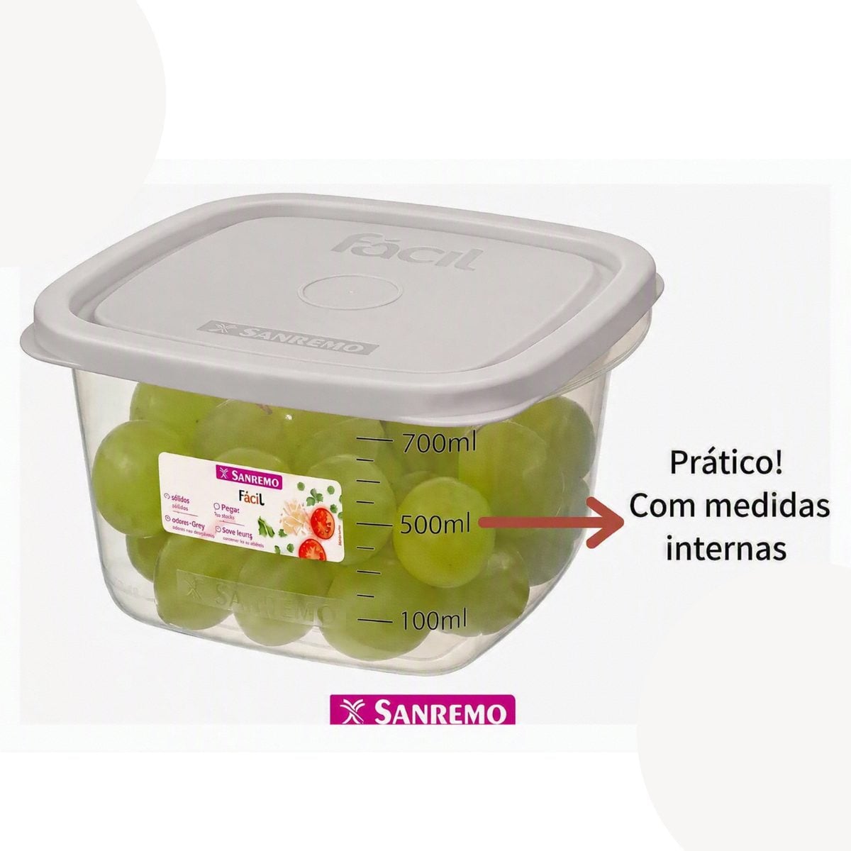 Pote Plastico Kit 3 Potes Facil Sanremo-800ml — foto 2