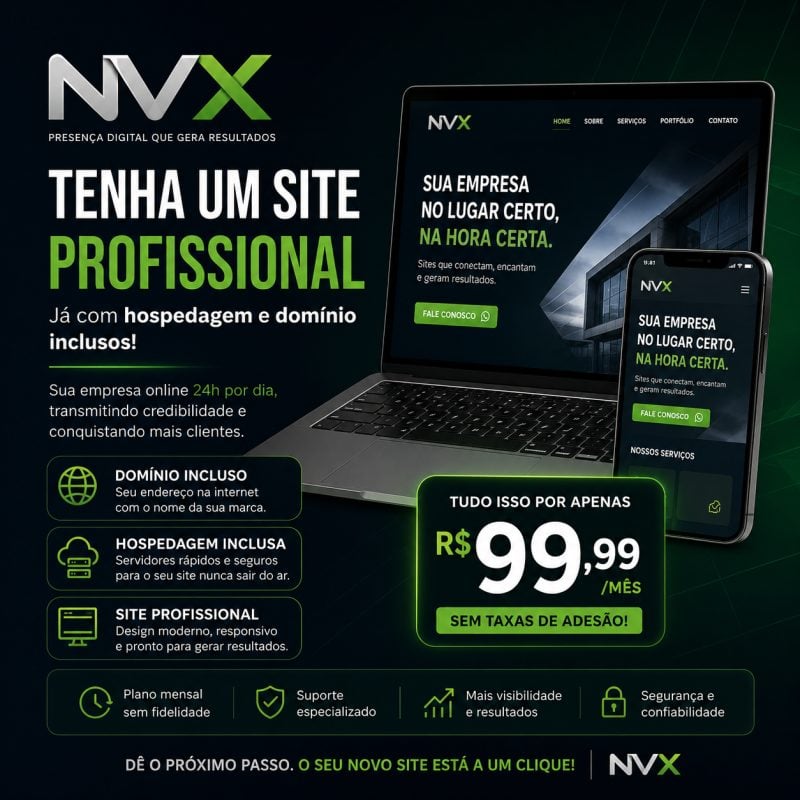 Tenha um site profissional para sua empresa por apenas R$ 99,99 ao mês
