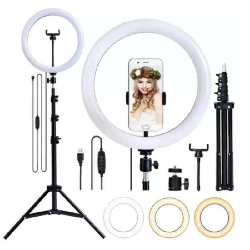 Ring Light Iluminador Anel Luz 30cm 12 Polegadas Tripé 2,1m