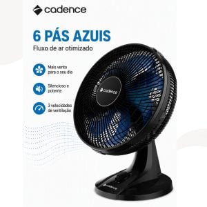 Ventilador Cadence 220v Fresh Mini 30cm Vtr310 Preto/azul — foto 5