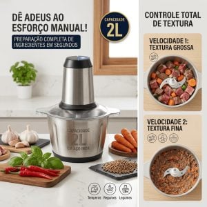 Moedor De Carne Elétrico Processador De Alimentos Inox 2L 220V Triturador Multifunção Pica — foto 15