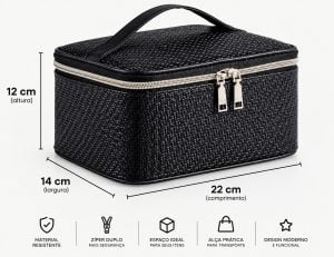 Necessaire Com Alça Em Poliéster Tramado Em Alto Relevo — foto 3