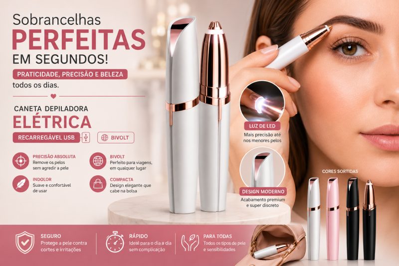 Caneta Depiladora Sobrancelha Elétrico Recarregável USB Bivolt (Cores Sortidas)