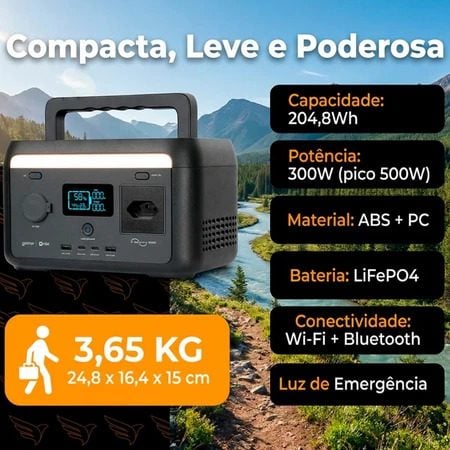 Estação de Energia Portátil 300W 204,8Wh 110V Geonav