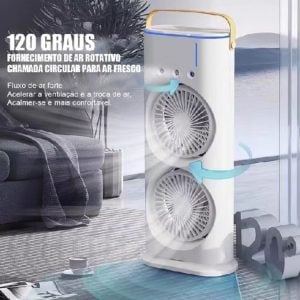MINI Refrigerador De Ar Ventilador Umidificador Dupla Giratório+rgb Camada Ventilador Clim — foto 3