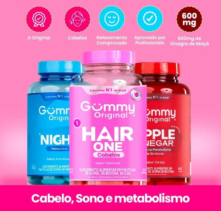 Combo Gummy Original: Cabelo, Sono e Metabolismo (Kit Completo)