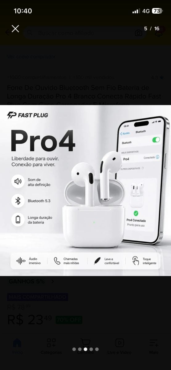 Fone Bluetooth Pro4 — foto 2