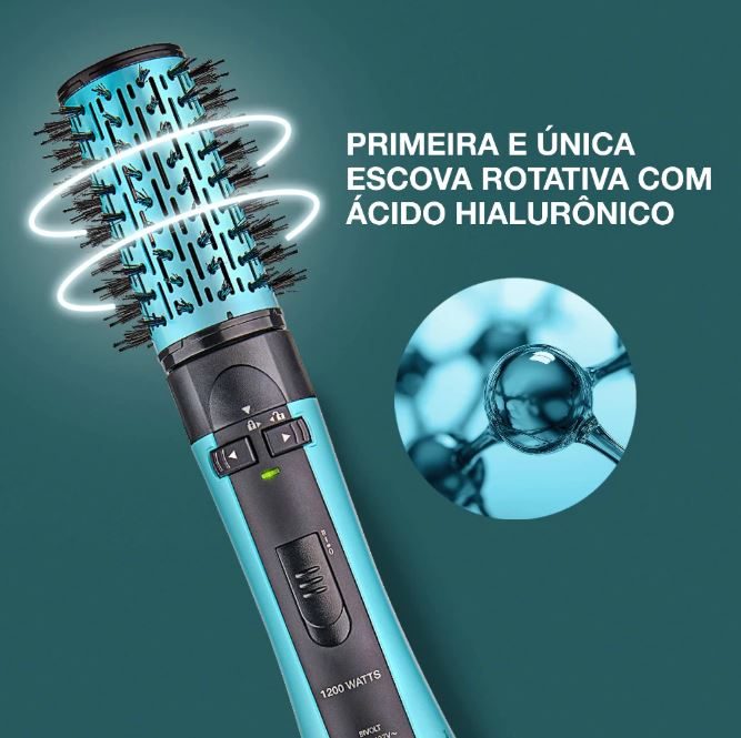 Escova Secadora e Alisadora Rotativa Rotating Hyaluronic Conair Bivolt
