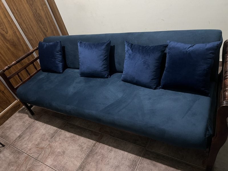 Sofá- cama vintage anos 60, em madeira nobre - jacarandá