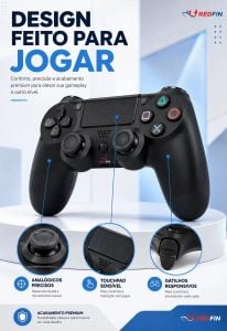 Controle Sem Fio Joystick REDFIN Bluetooth Compatível Para Ps4 Videogame Tv Samsung Pc P4 — foto 3